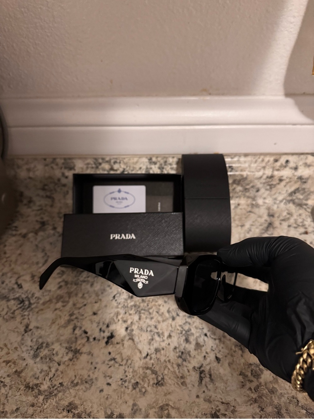 Prada Black Women's Sunglasses with White Prada Milano Logo